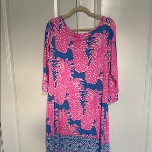 Lilly Pulitzer Vibrant Pink and Blue Patterned Dress